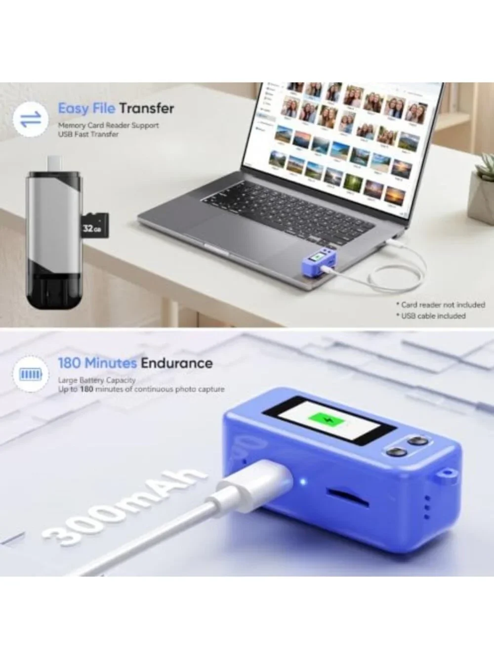Mini Keychain Digital Camera 1080P - Compact Pocket Camera in Blue, Perfect for